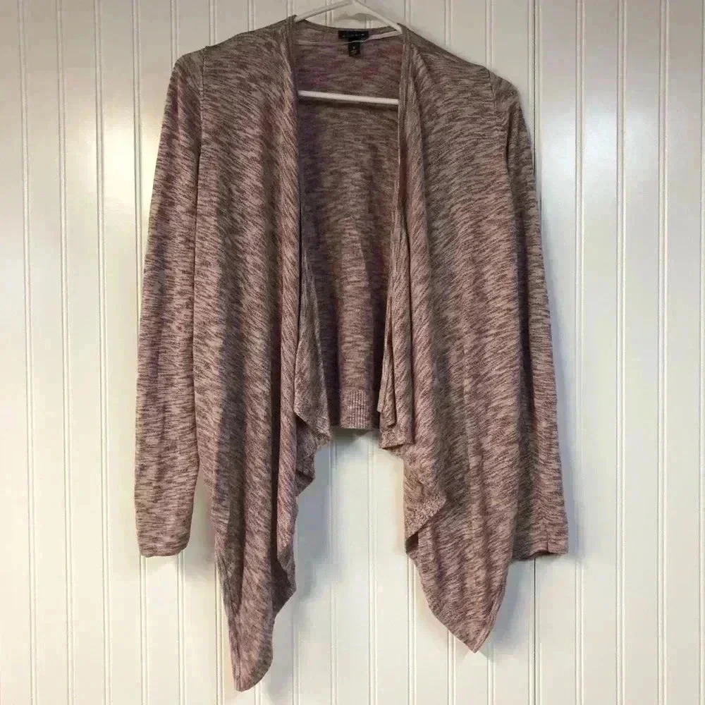 Torrid Open Front Cropped Cardigan Size 0 Large Pink Heather Long Sleeve Loose